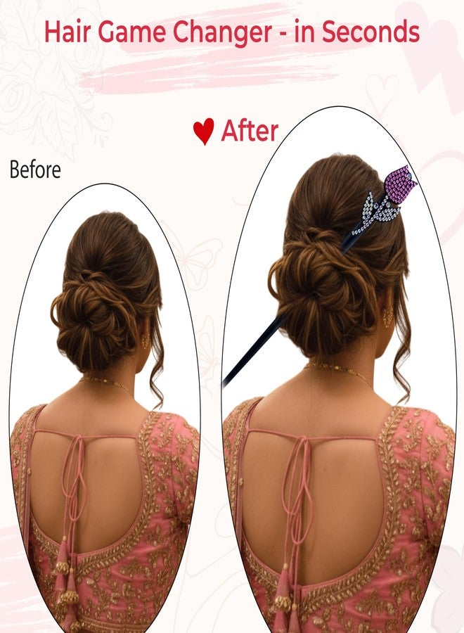 TEMPERIA (2pcs) Hair Bun Stick for Women & Girls | Chinese Juda Hair Accessories for Women for Wedding & Party | Elegant, Lightweight, Durable & Easy to Use (Black) - Image 5