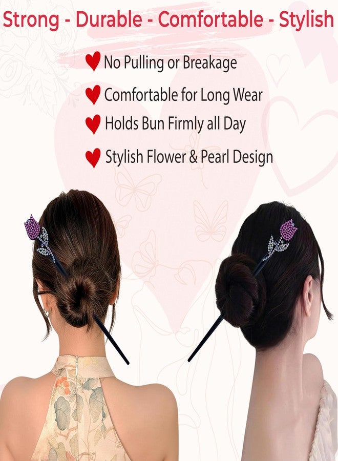 TEMPERIA (2pcs) Hair Bun Stick for Women & Girls | Chinese Juda Hair Accessories for Women for Wedding & Party | Elegant, Lightweight, Durable & Easy to Use (Black) - Image 4