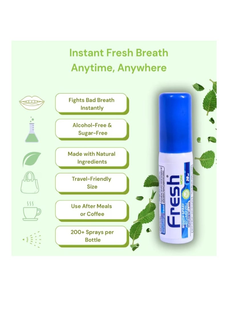 Fresh More Papermint Flavour Mouth Spray, - Instant Fresh Breath, Pocket - Size , 20ml Breath Freshner. - Image 3