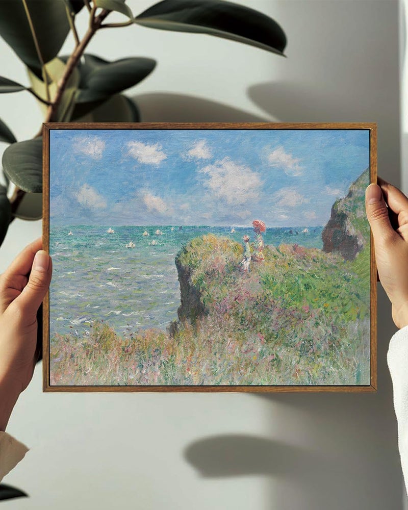 KISSFOX Monet Wall Art Cliff Walk Impressionist Canvas Print Nature Wilderness Painting Gallery Artwork Aesthetic Pictures Decor Living Room Bathroom Office Bedroom - Image 3
