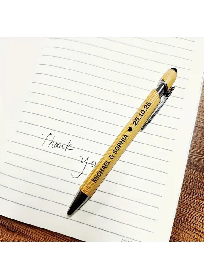 Custom Engraved Bamboo Ballpoint Pens Wood Color 5pcs Wedding Favors Corporate Gifts - Image 5
