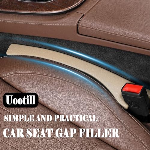 Uootill Car Seat Gap Filler Set of 2,Seat Gap Organizer, No Drop Seat Guard,Car Seat Accessories,Drop seat Gap fillers Between Seat and Console Stop Things from Dropping (Beige) - Image 2