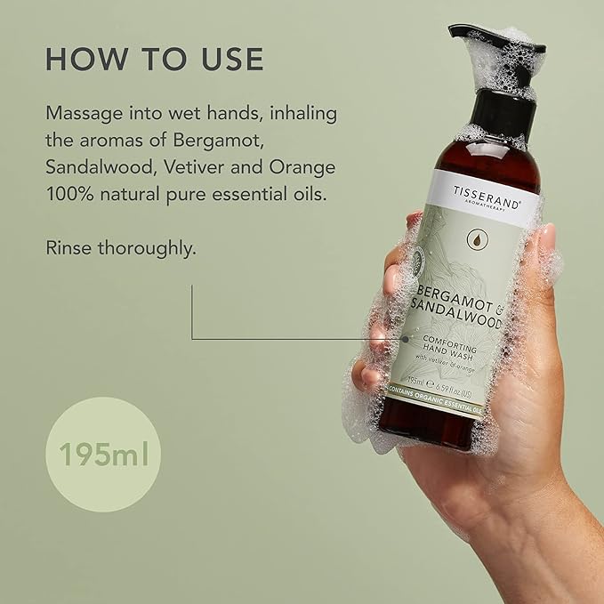 Tisserand Aromatherapy Natures Spa Comforting Hand Wash 100 Natural Pure Essential Oils Bergamot and Sandalwood 195ml - Image 5