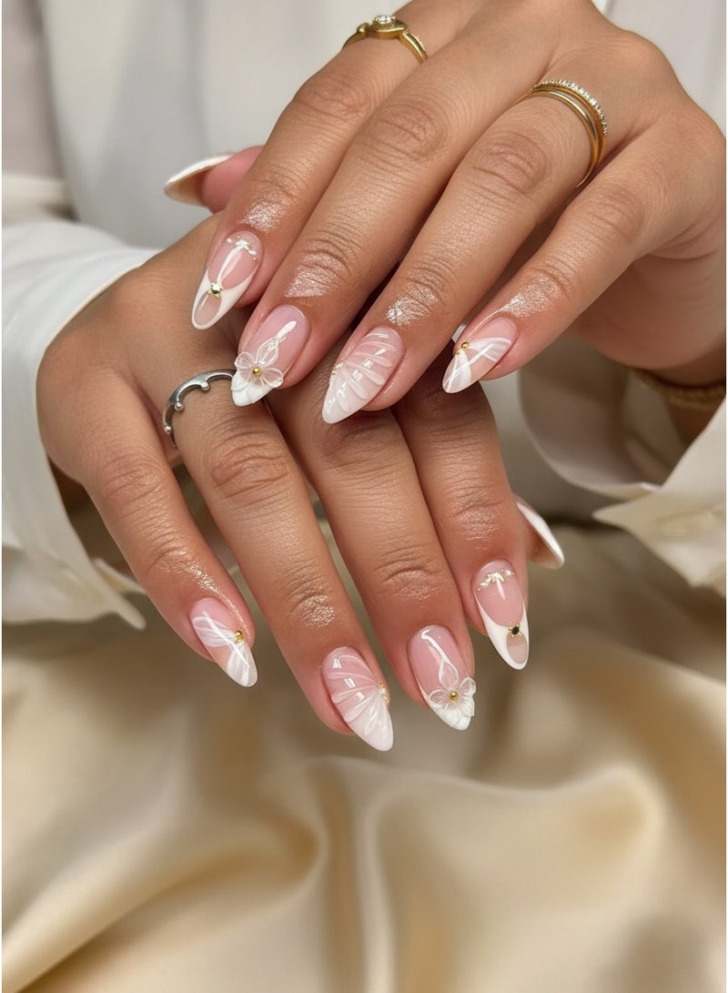 سنسيب نوع الأظافر: أظافر فرنسية ملصقة - حزمة جل ناعم، أظافر فرنسية مزيفة قصيرة، أظافر صالونية الجودة، أظافر ملصقة بسلاسة، أظافر ملصقة بالغراء للنساء، فن الأظافر، تزيين الأظافر. - Image 5