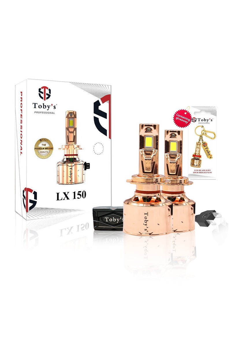 Toby's Toby’s LX-150 H7 – 300W 2 Pieces of LED Headlights with 30,000 Lumens, IP65 Protection, Rotary Cooling, and Bonus Keychain for Ultimate Night Driving Power - Image 1