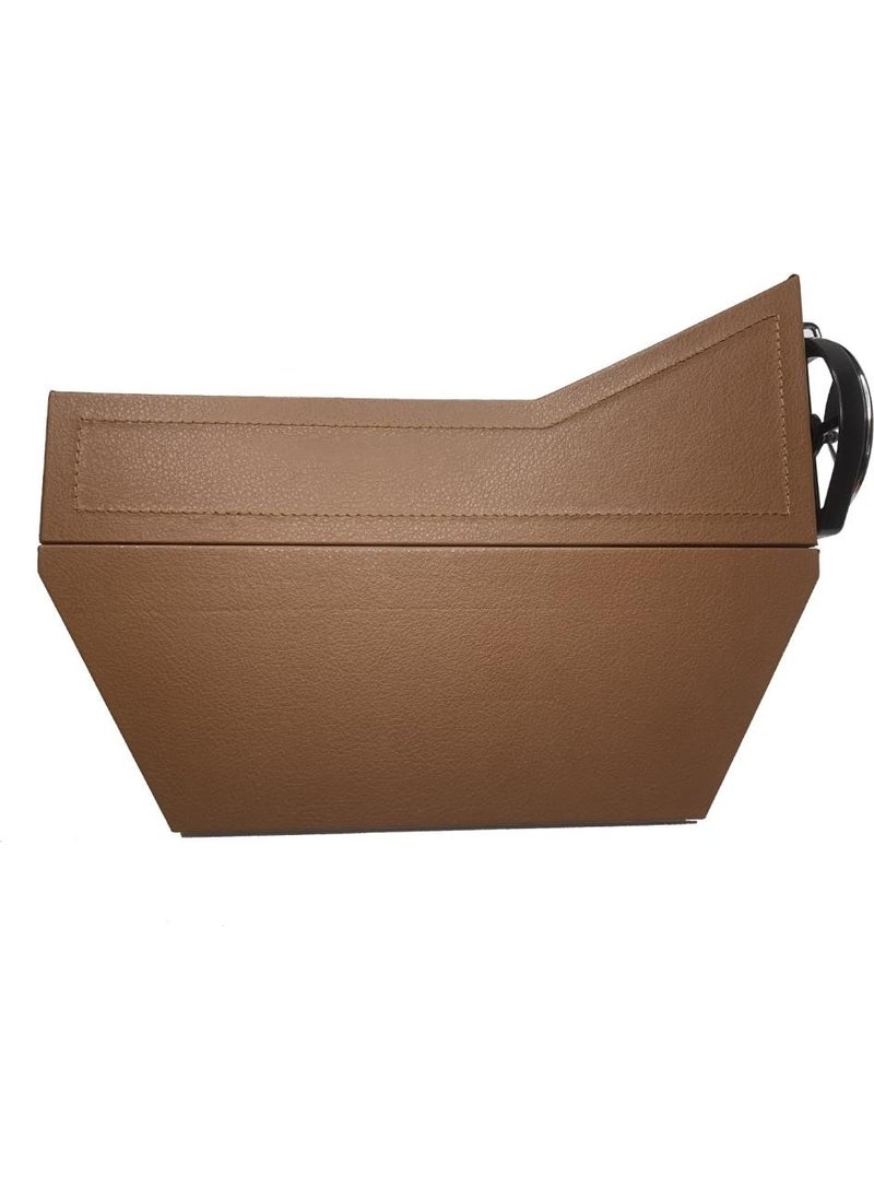Techmaster Leather Covered Driver Seat Side Organizer Cup Holder for Vehicle 