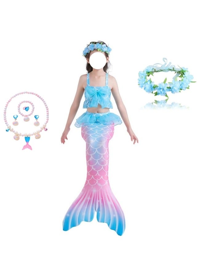 GGEROU Mermaid Princess Dress Up,Girls Mermaid Dress,Girls Party Cosplay,Princess Birthday Dress,Kids Costume Cosplay,Mermaid Skirt+Accessories(Blue)  - Image 2