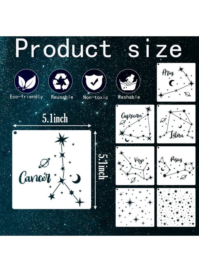 yhslmh 16 Star Stencils For Wall Painting Moon Twinkle Stars Stencil For Card Making Paint Reusable Star Zodiac Constellation Stencils For Walls Wood Burning Art Craft Canvas Fabric Decor (12 Star Sign) - Image 2