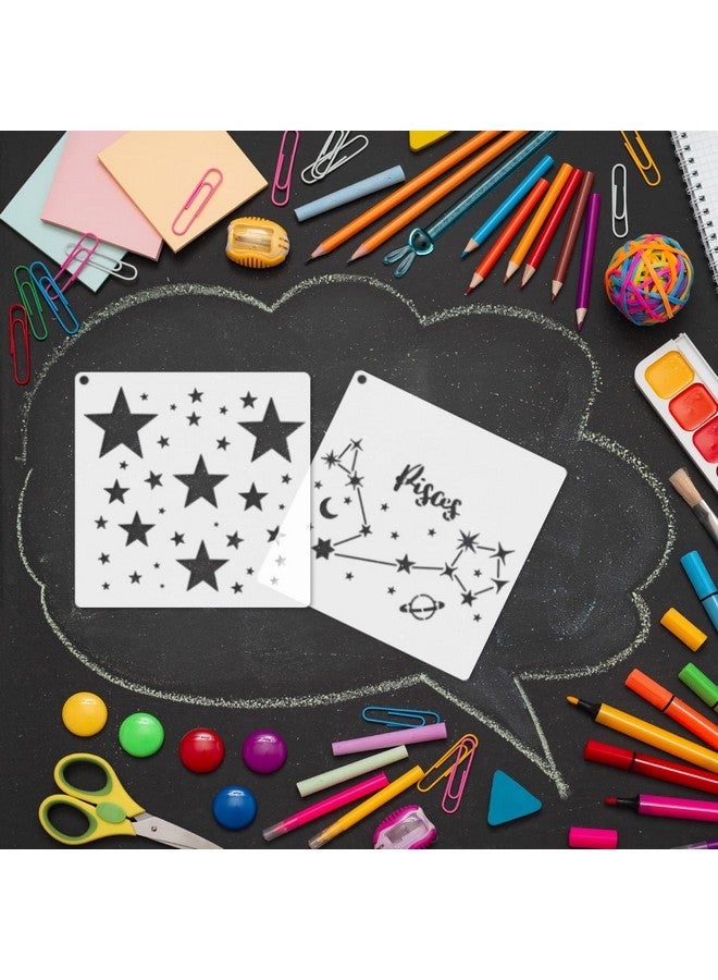 yhslmh 16 Star Stencils For Wall Painting Moon Twinkle Stars Stencil For Card Making Paint Reusable Star Zodiac Constellation Stencils For Walls Wood Burning Art Craft Canvas Fabric Decor (12 Star Sign) - Image 4