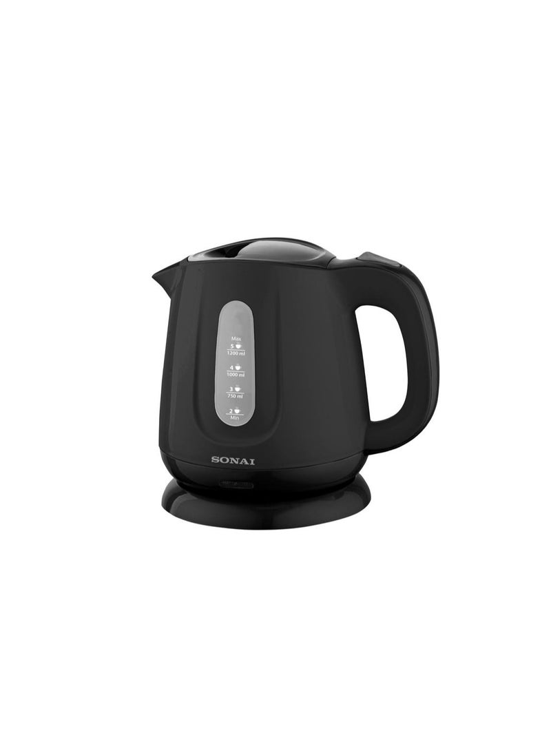 Sonai Kettle Plastic, 1100 Watt, 1,2 Liter, Black - Mar-2200 
