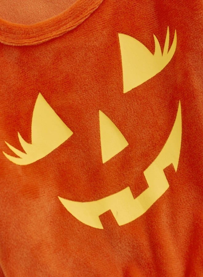 Yccutest Toddler Halloween Velvet Tutu Dress + Tulle Cape Baby Girl 2 Piece Pumpkin Costume Halloweeen Skeleton Dress Set (Orange,3-4 Years) - Image 4