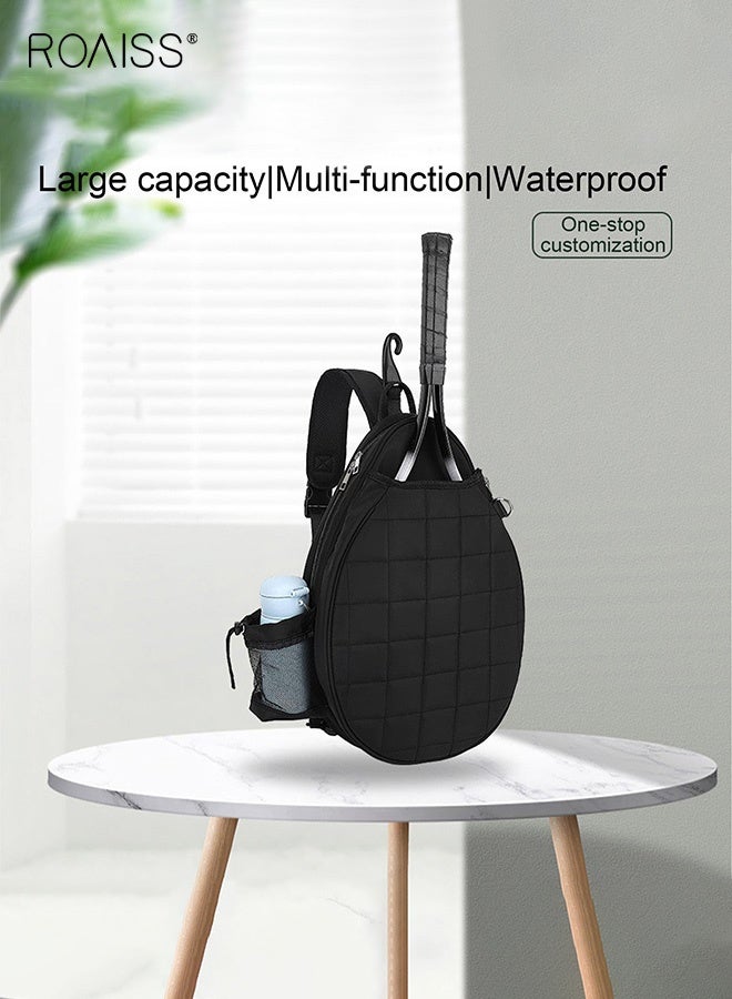 roaiss Racket Sports Backpack Large Capacity Tennis Badminton Travel Bag With Layered Storage And Independent Shoe Compartment For Players Black - Image 5