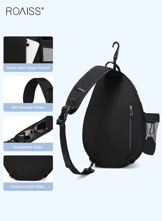 roaiss Racket Sports Backpack Large Capacity Tennis Badminton Travel Bag With Layered Storage And Independent Shoe Compartment For Players Black - Image 3