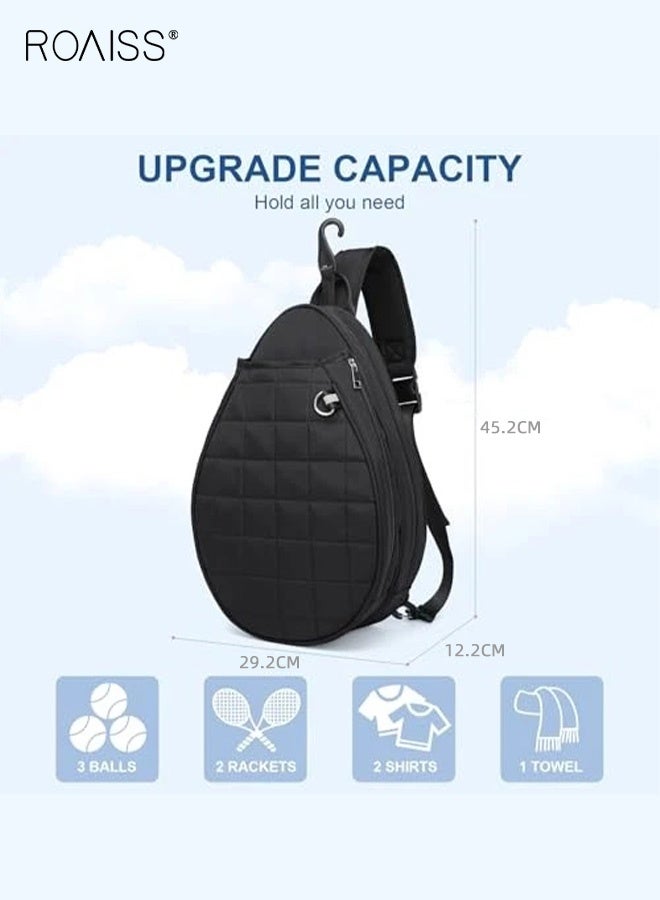 roaiss Racket Sports Backpack Large Capacity Tennis Badminton Travel Bag With Layered Storage And Independent Shoe Compartment For Players Black - Image 2