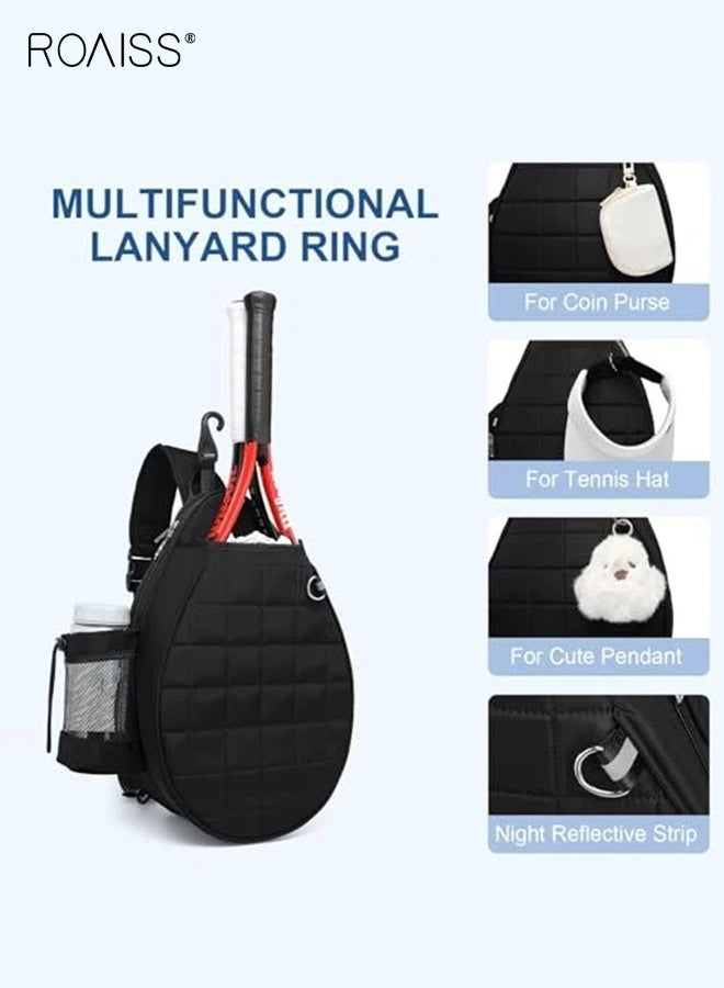 roaiss Racket Sports Backpack Large Capacity Tennis Badminton Travel Bag With Layered Storage And Independent Shoe Compartment For Players Black - Image 4