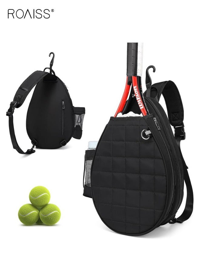 roaiss Racket Sports Backpack Large Capacity Tennis Badminton Travel Bag With Layered Storage And Independent Shoe Compartment For Players Black - Image 1