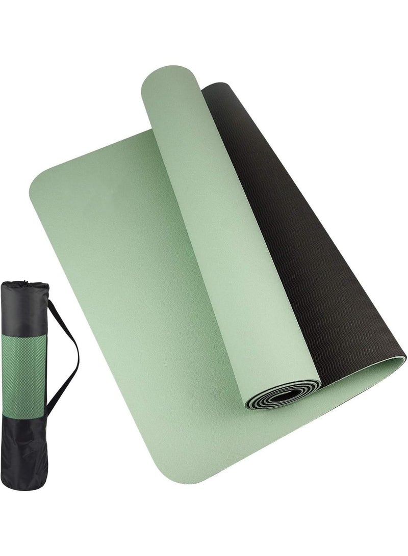 Yoga Mat, Extra Thick 6MM TPE Fitness Exercise Mat with Carrying Sling & Storage Bag, Workout Mats for Women Men, for Home, Pilates and Floor Exercises - Image 1