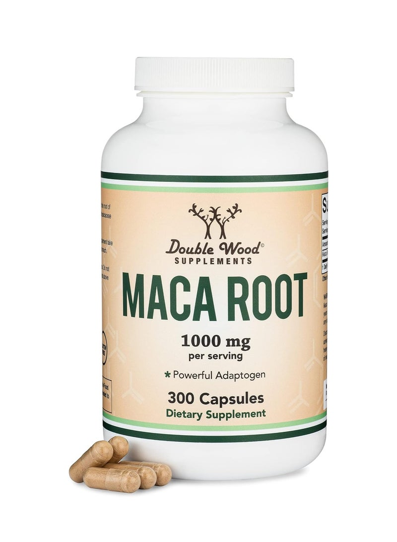 Double Wood Supplements Maca Root Supplement for Energy, Performance, Motivation 1000 mg 300 capsules - Image 1