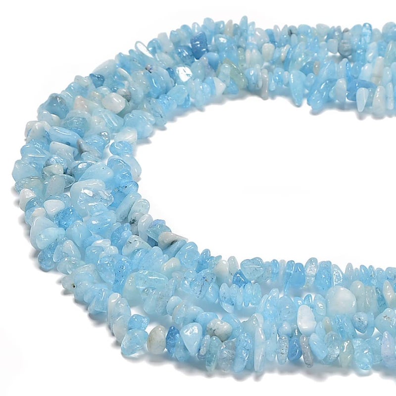 jodaying 78mm Natural Aquamarine Gemstone Chips Loose Beads Semi Precious for Jewelry Making DIY Handmade Craft Supplies 1 Strand per Bag Approxi 34