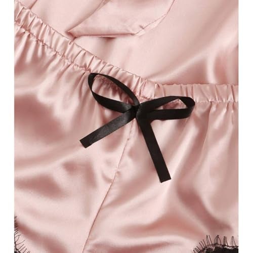 PALAY®Women Lingerie Underwear Suit Set of 4Pcs Silk Lace Women Longsleeve Robe Black Lace Bra Thong Set, M - Image 3