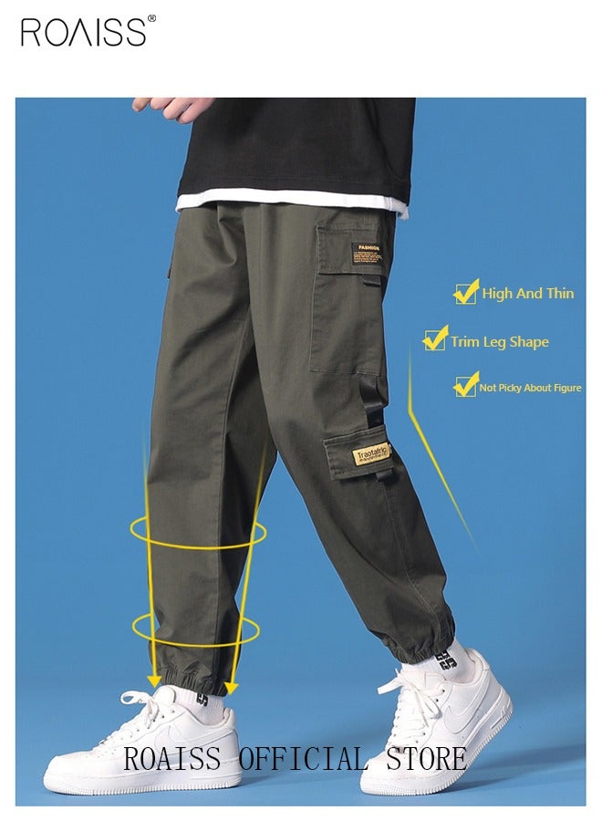 roaiss Men's Cargo Pants Casual Elastic Waisted Harem Pants Oversized Baggy Lounge Pants S-5XL  - Image 3