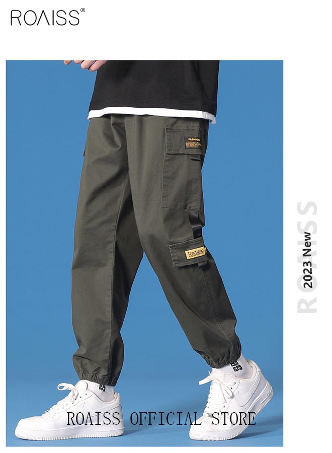 roaiss Men's Cargo Pants Casual Elastic Waisted Harem Pants Oversized Baggy Lounge Pants S-5XL  - Image 1