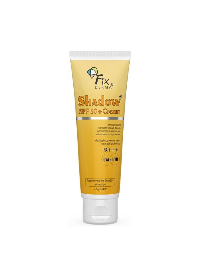 FIXDERMA Shadow Sunscreen Spf 50+ Cream Pa+++ Sunscreen For Dry Skin,Sunscreen For Body & Face Broad Spectrum Sunscreen For Uva & Uvb Protection Non Greasy & Water Resistant-75Gm (Pack Of 1)  - Image 1