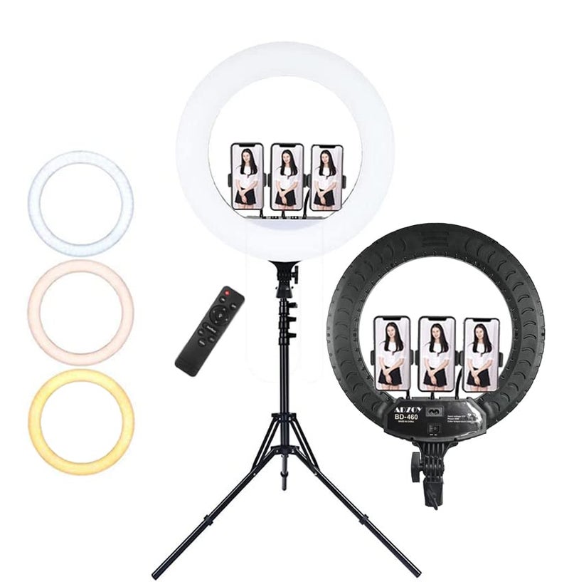 ADZOY Professional BD-460 with 600 LED Power 18 Inch Ring Light and 7 Feet Metal Tripod (Supports Up to 2500 g) - Image 1