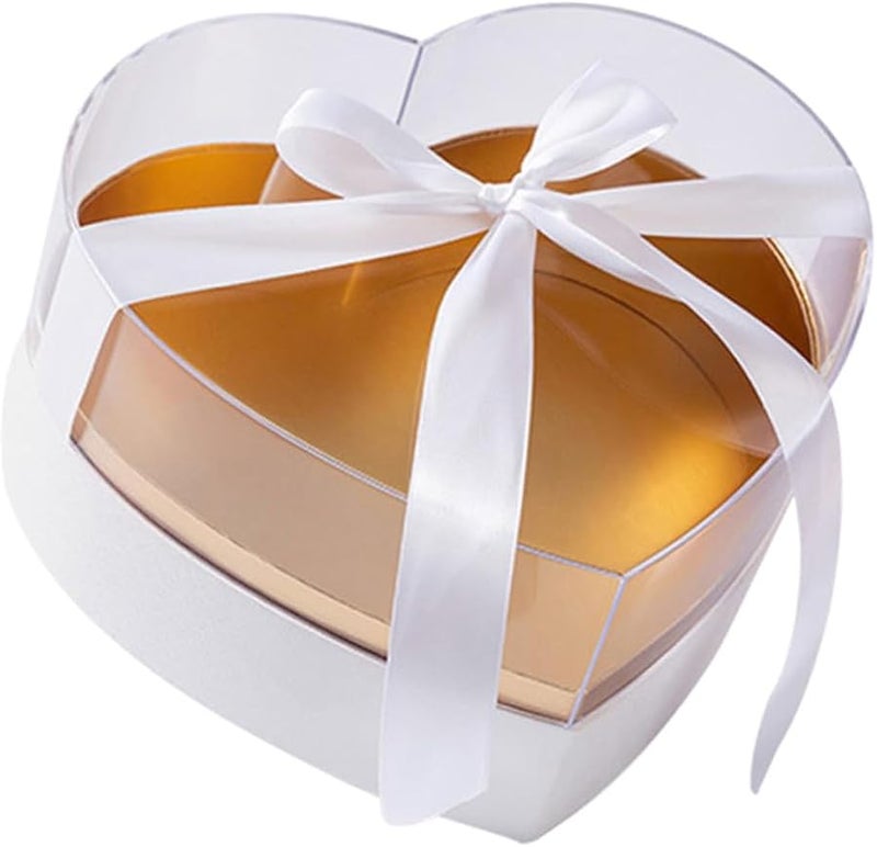 Heart Shaped Acrylic Flower Box White Display Container For Valentine Floral Arrangement - Image 1