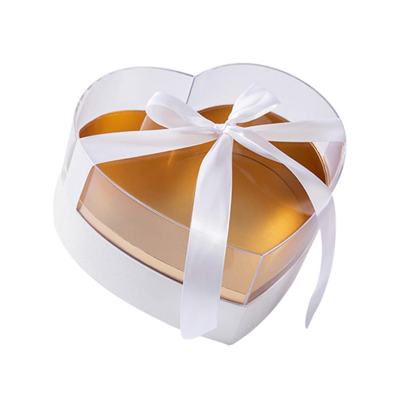 Heart Shaped Acrylic Flower Box White Display Container For Valentine Floral Arrangement - Image 2