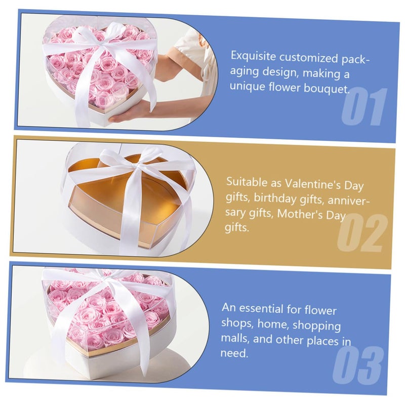 Heart Shaped Acrylic Flower Box White Display Container For Valentine Floral Arrangement - Image 4