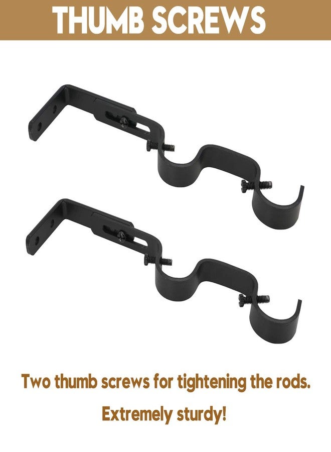 AddGrace Double Curtain Rod Brackets - Heavy Duty Adjustable Holders (6 Pack) for 1" Rod (Black) - Image 2
