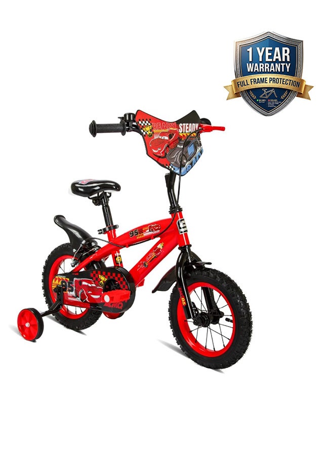 Spartan | 12" Disney Cars Bicycle First Bike for Boys | Removable Training Wheels | Adjustable Seat & Handlebar | Rear Mudguard | Official Lightning McQueen Graphics | SP-3200 | Ages 2 to 4 - Image 1
