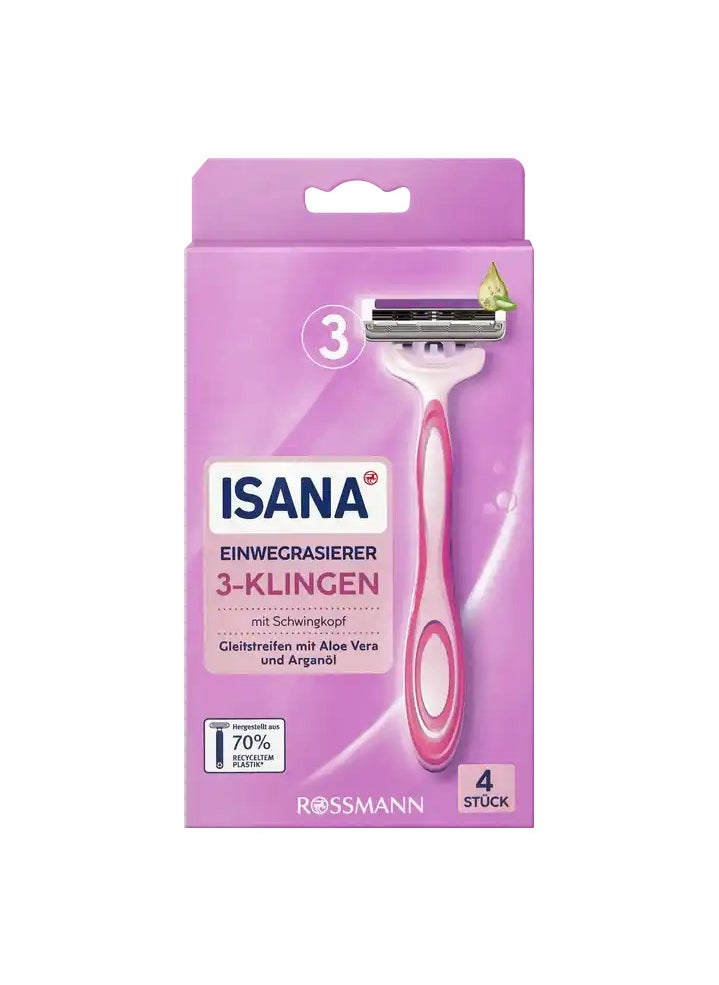 ROSSMANN - German Brand, ISANA shaver 3-razorblades, Hair Removal Razor for Women, made in Germany - Image 1