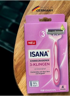 German Brand, ISANA shaver 3-razorblades, Hair Removal Razor for Women, made in Germany