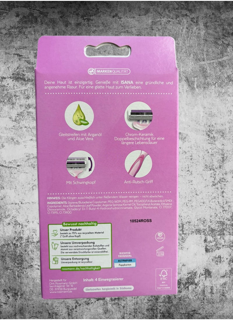ROSSMANN - German Brand, ISANA shaver 3-razorblades, Hair Removal Razor for Women, made in Germany - Image 1