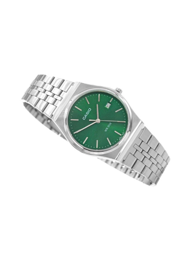 كاسيو ساعة كاسيو MTP-B145D-3AVDF تناظرية للرجال – قرص أخضر، سوار ستانلس ستيل فضي، تصميم نحيف وعصري - Image 2