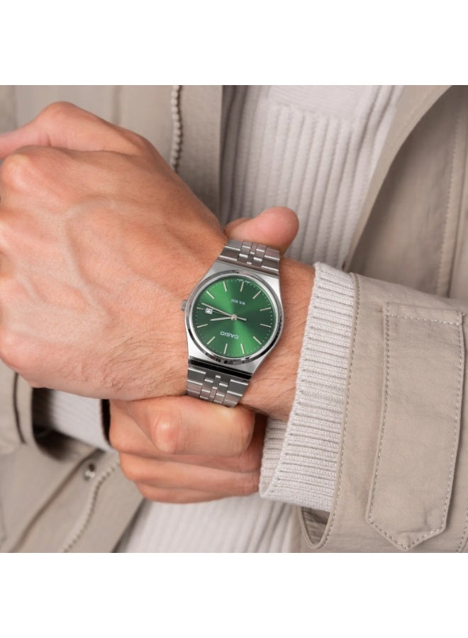 كاسيو ساعة كاسيو MTP-B145D-3AVDF تناظرية للرجال – قرص أخضر، سوار ستانلس ستيل فضي، تصميم نحيف وعصري - Image 5