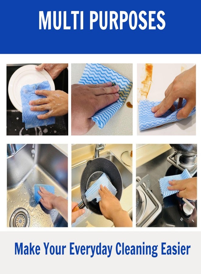 Peachicha Reusable Cleaning Cloths Kitchen Paper Towels Washable Rolls Dish Cloths Dish Towels Handi Wipes,Quick Dry,Blue, 50 Ct/Roll,Total 4 Rolls - Image 3