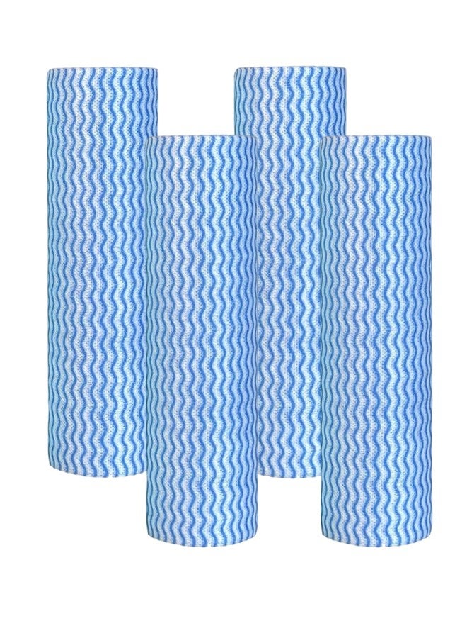 Peachicha Reusable Cleaning Cloths Kitchen Paper Towels Washable Rolls Dish Cloths Dish Towels Handi Wipes,Quick Dry,Blue, 50 Ct/Roll,Total 4 Rolls - Image 1