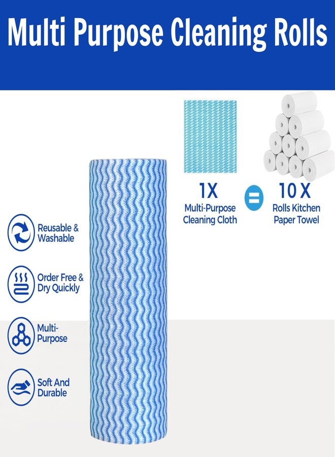 Peachicha Reusable Cleaning Cloths Kitchen Paper Towels Washable Rolls Dish Cloths Dish Towels Handi Wipes,Quick Dry,Blue, 50 Ct/Roll,Total 4 Rolls - Image 2