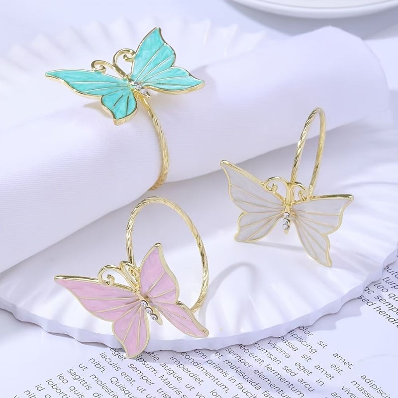 Blue Butterfly Metal Napkin Rings 4Pcs for Wedding Party Table Decoration - Image 1
