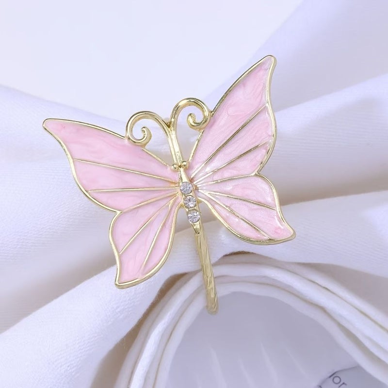 Blue Butterfly Metal Napkin Rings 4Pcs for Wedding Party Table Decoration - Image 4