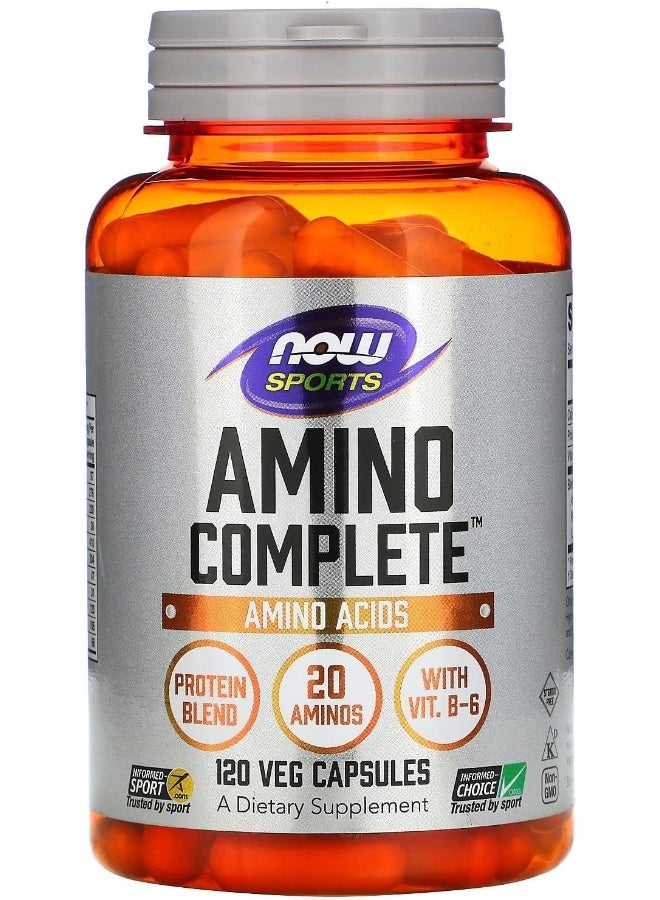Sports Amino Complete 120 Capsules Protein Blend + 20 Amino Essentials + Vitamin B6