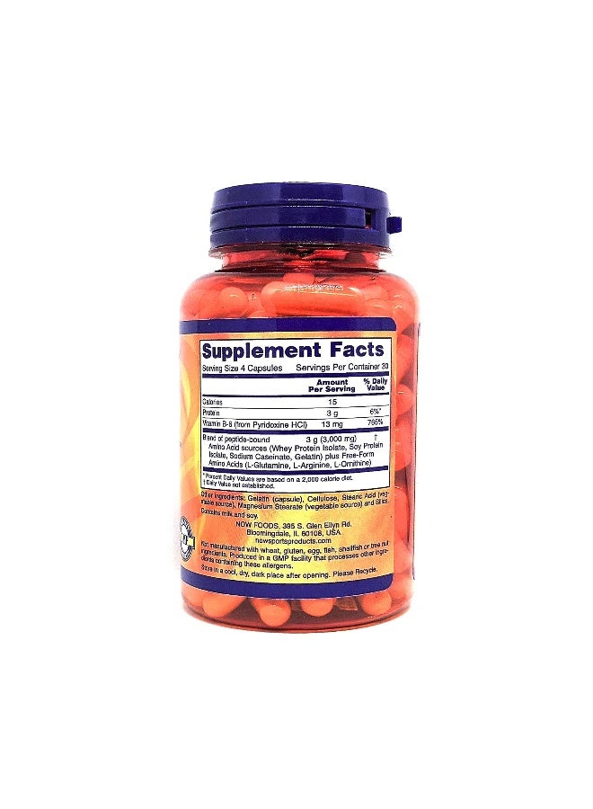 now Sports Amino Complete 120 Capsules Protein Blend + 20 Amino Essentials + Vitamin B6 - Image 3