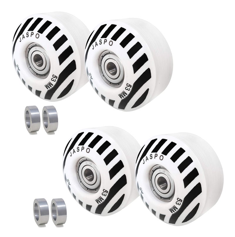 jaspo Sprint PU Skateboard and Roller Skates Wheels with Bearing 53 mm and Spacers (Multicolour) - Pack of 4 Polyurethane uk - Image 1