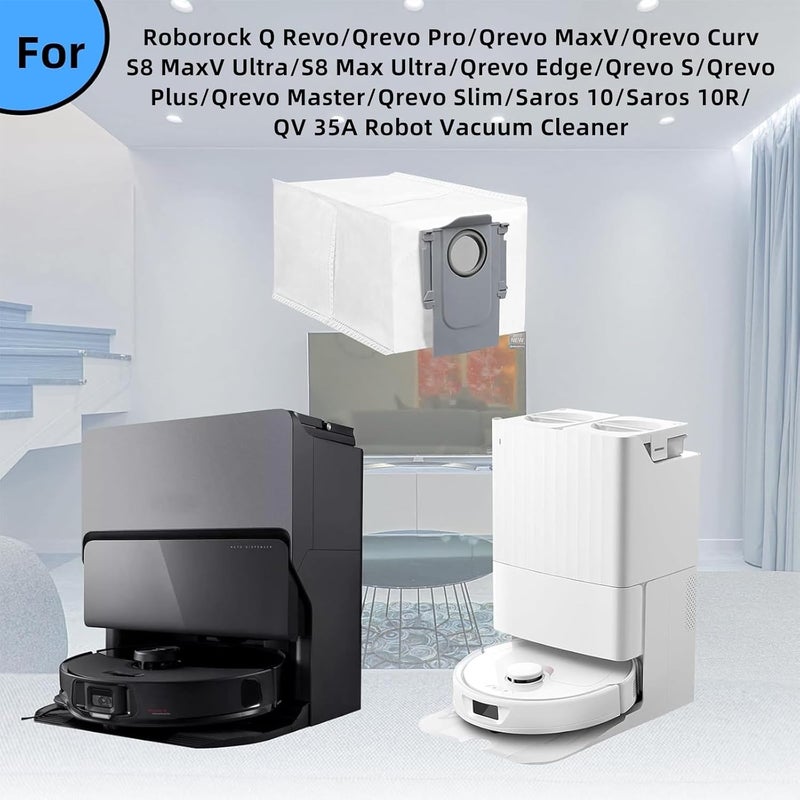 AnDongo 8 Pack Dust Bags for Roborock QV 35A/Saros 10/10R/Q Revo/Qrevo S/Qrevo Pro/Qrevo Plus/Qrevo Master/Qrevo Slim/Qrevo Curv/Qrevo Edge/S8 MaxV Ultra Robot Vacuum, 2.7L Large Capacity Replacement Dust Bag | 2.7L Large Capacity Replacement Dust Bag - Image 2