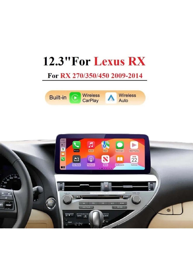 Vierex Android Car Stereo For Lexus RX RX270 RX350 450h 2009-2015 12.3 Multimedia Player With CarPlay Android Auto Wireless 8GB RAM Fast Interface Plug and Play USB WiFi 4G Touchscreen DSP  - Image 2