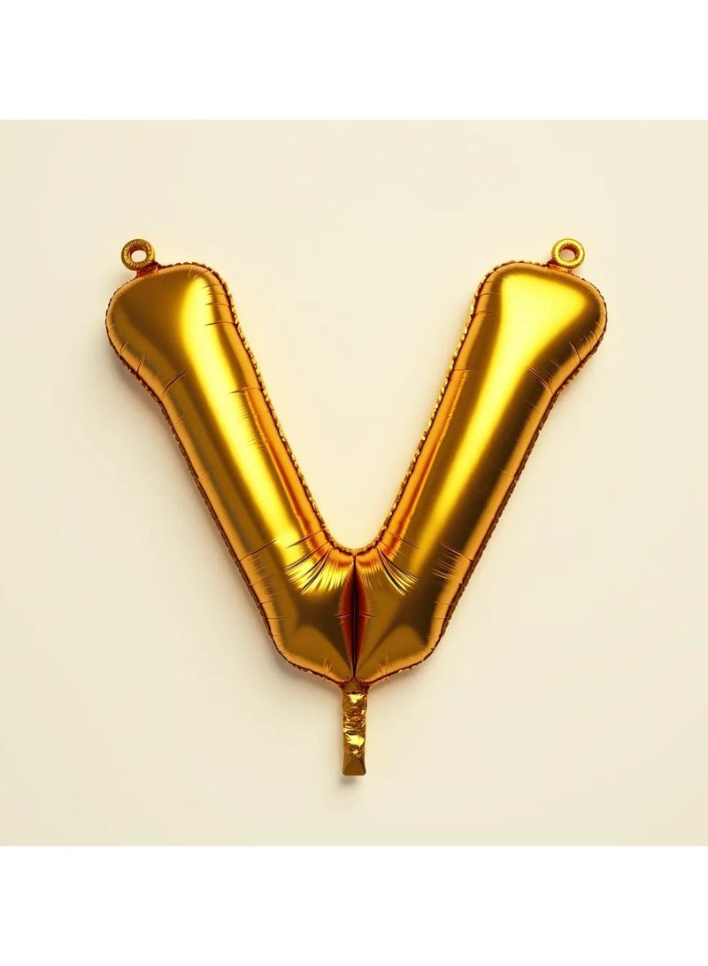 بالون حرف "V" باللون الذهبي لحفلات اعياد الميلاد والتخرج وجميع المناسبات - Image 1