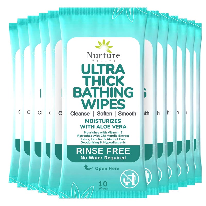 Nurture Valley Nurture XL Ultra Thick Body Wipes for Adults w/Aloe | 120 Extra Large Disposable Cloth Wet Cleansing No Rinse Bathing Washcloths, Waterless Shower | Bath Wipe for Women, Men & Elderly - Image 1